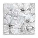 Kunstorner White Grey Flowers Wall Art: Abstract Blossom Grey Floral Painting, Framed, 24x24, for Bathroom, Bedroom, Living Room