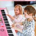 Keyboard Piano 61 Key Electric Digital Piano Music keyboard w/Microphone Portable Piano For Kids Beginner Birthday Christmas Gifts Pink, Compact