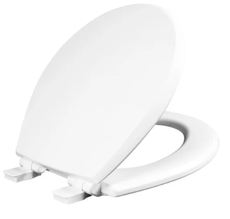 Mayfair by Bemis Cassel™ Round Enameled Wood Toilet Seat White Never Loosens Removes for Cleaning Slow-Close Adjustable