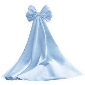 dideyttawl Women Satin Bow Cape for Prom Dress Detachable Sleeves Train for Wedding Dress Homecoming Dress Long Bridal Cape (Baby Blue)