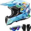 Dirt Bike Helmet for Kids with Goggles & Gloves for 8-18 Years Old Boys & Girls, DOT Certified Kid ATV Helmet Motocross Off Road X-Large