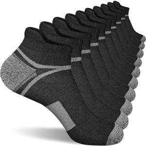 suaskk Men's Ankle Athletic Cushioned Anti-Blister Running Socks 5 Pairs | Comfort and Breathable, Moisture Wicking XL