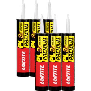 Loctite PL Premium Polyurethane Construction Adhesive, 10 fl oz Cartridge, 6 Pack - Versatile Construction Glue for Wood, Concrete, Stone, Metal & More