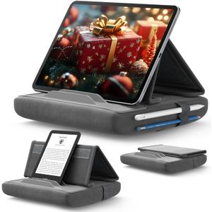 JSAUX Tablet Pillow Stand, Tablet Stand Holder Dock for Lap, Bed and Desk Compatible with iPad Pro 11 10.5 9.7 10.2 Air Mini, Kindle, Tablets, Phones, E-Reader, Books and More 4-11'' Devices Grey