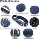 3 x Tactical Dog Collar for Medium & Large Dogs - Military Nylon Training Collar with Control Handle, Adjustable Reflective Collars with Metal Buckle for Training Walking Navyblue