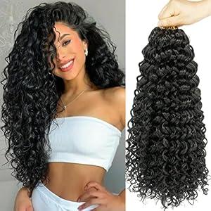 ENBEAUTIFUL 18 Inch 8 Packs Curly Crochet Hair For Black Women Gogo Curl Crochet Hair Beach Curl Water Wave Deep Wavy Braids Hair Extensions(18inch, 8packs, 1b)