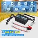 12V 20A Lithium Battery Charger 14.6V LiFePO4 Battery Charger for 12.8V LiFePO4 Lithium Deep Cycle Rechargeable Battery 0V Wake Up 12 Volt Charger with 3 Connectors for RV, Boat, Car, Marine, Solar