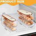 Egg Holder For Fridge, Clear Egg Organizer For Refrigerator With Lid And Handle, Automatic Rolling Eggs Holder For Fridge, Eggs Container For Counter Top, Kitchen, Outdoor (Double Column)