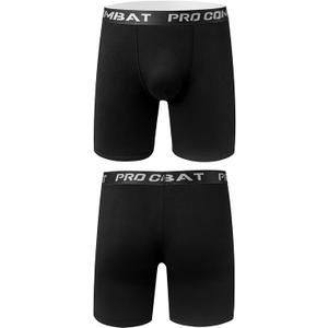 Combat Pro Boxer Briefs, Pack of 2, Black, No Size