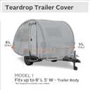 Classic Accessories Over Drive PermaPRO Teardrop Trailer Cover, Fits 8' - 10'L x 5'W Trailers