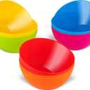 PLASKIDY Plastic Bowls Set of 12 Kids Bowls - 24 Oz Microwave & Dishwasher Safe, BPA Free, Brightly Colored for Cereal, Soup, Snack, Fruit or Salad