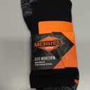 Merrell Unisex Durable and Breathable Midweight Merino Wool Elite Work Crew Sock with Blister Protection 1Pair Pack, Black, Men's Shoe Size: 13-15