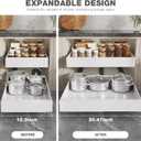 Seinloes 2 Pack Pull Out Cabinet Organizer 22" Deep,Full Extension 3 Slide Rails Slide Out Drawers With Raising Pad for Framed Cabinets,Expandable Width (12.3"-20.5"),No Drill Roll Out shelf,White