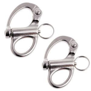 2/4 Pcs Marine 316 Stainless Steel Fixed Eye Snap Shackle, Quick Release Boat Anchor Chain Eye Jaw Swivel Stainless Snap Shackle Hook (2, 52mm)