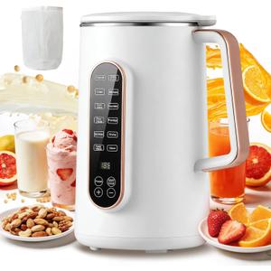Moongiantgo 8-in-1 Upgraded 40oz Nut Milk Maker Machine with 10-Leaf BladesAutomatic Plant-Based Milk Maker for Homemade Oat, Soy, Almond, Juice & More, Temp Hold, Delay Start, Boil &Auto Clean