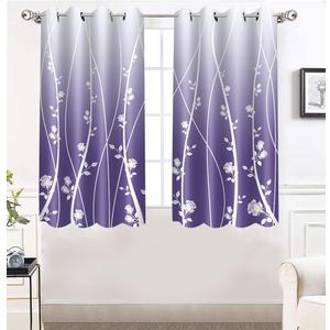 Flower Curtain 52x63 Inches Modern Simple Stripe Pattern Printed Curtains for Living Room Bedroom 2 Panel Set （Purple） CLLSMN313