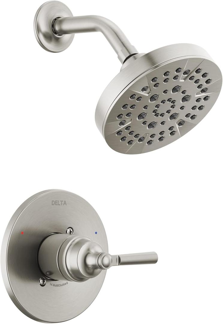 Delta Saylor 14 Series 5-Setting Shower Faucet Set, Brushed Nickel Shower Head and Handle Set, Valve Trim Kit, Stainless T14235-SS (Valve Not Included)