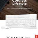 Lenovo 510 Wireless Combo with 2.4 GHz USB Receiver, Slim Full Size Keyboard, Full Number Pad, 1200 DPI Optical Mouse, Left or Right Hand, GX30W75336, White