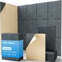 Soundsbay Sound Proof Panels for Walls, 16" X 12" Soundproof Wall Panels Self-Adhesive, 12-Pack High Density 10.6lb/ft Sound Proof Foam Panels for Walls, Door, Ceiling, Home Office,Dark Gray
