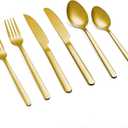 48 Pcs Gold Silverware Set with Steak Knives, Food-Grade Stainless Steel Flatware Cutlery Set for 8, Mirror Polished Tableware Eating Utensils Set for Kitchen, Knife Fork Spoon Set, Dishwasher Safe