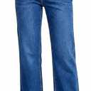 GRAPENT Straight Leg Jeans for Women High Waisted Stretchy Frayed Raw Hem Loose Denim Pants Casual Baggy Jean Trousers (Blue, M)
