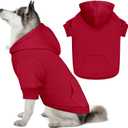 Dog Sweaters for Large Dogs Pet Sweater Solid Soft Brushed Fleece Dog Hoodie Clothes Pet Hoodie Sweatshirt with Pocket(Red-XXL)