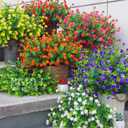 Artificial Flowers for Outdoors, 12 Bundles UV Resistant Realistic Faux Plants for Outside Porch Planter, Spring Summer Home Garden Decoration, Purple