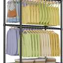 VIPEK R2 Pro Rolling Garment Rack 2-Sided Hanging Heavy Duty Clothes Racks with Wheels Adjustable Shelves Hanging Rods Metal Portable Closet Storage Freestanding Clothing Rack, Max load 600lbs, Black