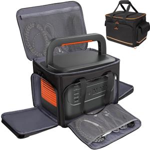 Travel Carrying Case Compatible with Jackery Explorer 2000 V2 | Portable Power Station Case with Non-slip Bottom, Charging Port, Ventilation Opening on Both Side Multiple Accessory Pocket