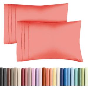 Queen Pillow Cases Set of 2 - Ultra Soft Hotel Quality Pillowcase Covers - Comfy, Cozy & Wrinkle Free - Shrinkage, Stain and Fade Resistant - Machine Washable Pillow Protectors - 2 Piece Set - Coral
