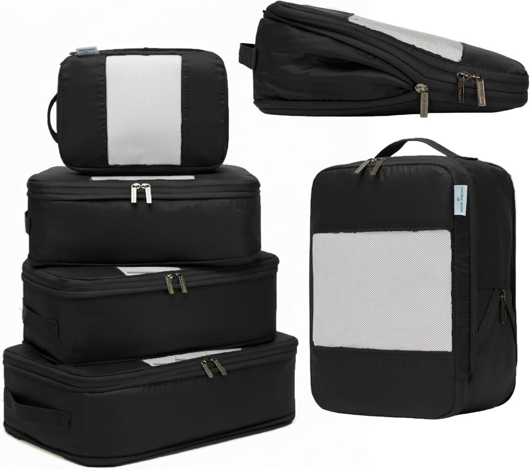 6-Pack Large Compression Packing Cubes for Travel - Lightweight Compression Packing Cube Set, Water-Resistant Luggage Organizer Bags & Suitcase Organizers, Travel Cubes for Carry-On, Checked Luggage