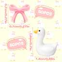 50 Set Mini Gooses Resin Tiny Gooses Figurine with Bows and Glue for Small Desk Goose Gift Decor for Cake Topper, DIY Crafts, Micro Landscape Ornaments, Miniature Geese Animal Statues to Hide(Pink)