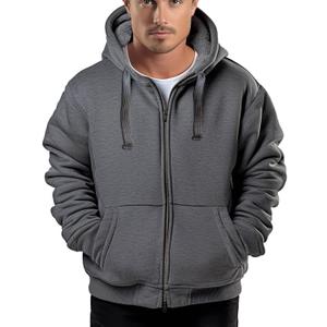 Hoodies for Men Heavyweight Sherpa Fleece Lined Sweatshirt Full Zip Up Thick Winter Coats Hooded Warm Jacket (Gray)