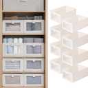 Linen Closet Organizers And Storage, 8 Pack Closet Storage Bins Linen Closet Baskets for Closet Organization Foldable Closet Organizer Bins with Clear Window For Organizing Clothing, Jeans, Shelves
