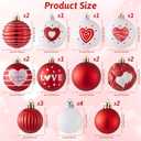 Valentines Day Decorations, 21pcs Ball Shaped Valentine Ornaments for Tree, Xmas, Love Day and Wedding Anniversary Party (Red)