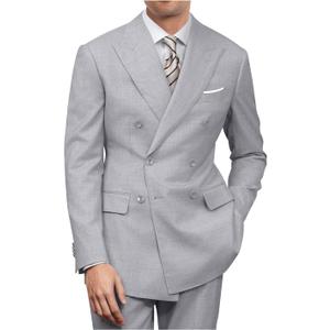 Mens Double Breasted Suit Slim Fit Solid Suit Jacket and Dress Pants 2 Piece Set Prom Wedding Suits for Men, Medium