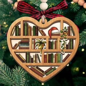 2 x Book Ornament - Wooden Christmas Ornaments 2025 for Tree Decorations - Gift Ideas for Books Lover, Bookworm, Women, Librarian Nerd - Gifts for Bookworms & Book Club Members