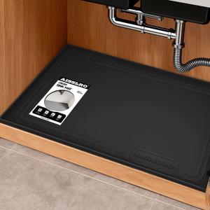 Under Sink Mat 28 X 19, Waterproof Silicone Cabinet Kitchen Liner, Black