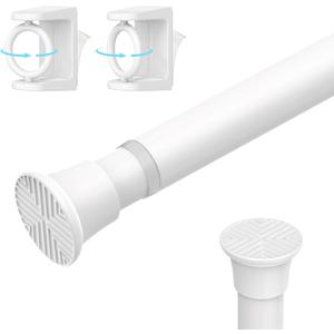AIZESI 1PCS Spring Tension Curtain Rods 24 to 46 Inch White Tension Rod Spring Curtain Rod Short Curtain Rod Tension Adjustable Curtain Rods for Window, (With One Set Rod Holder) (24"-46"-1p)
