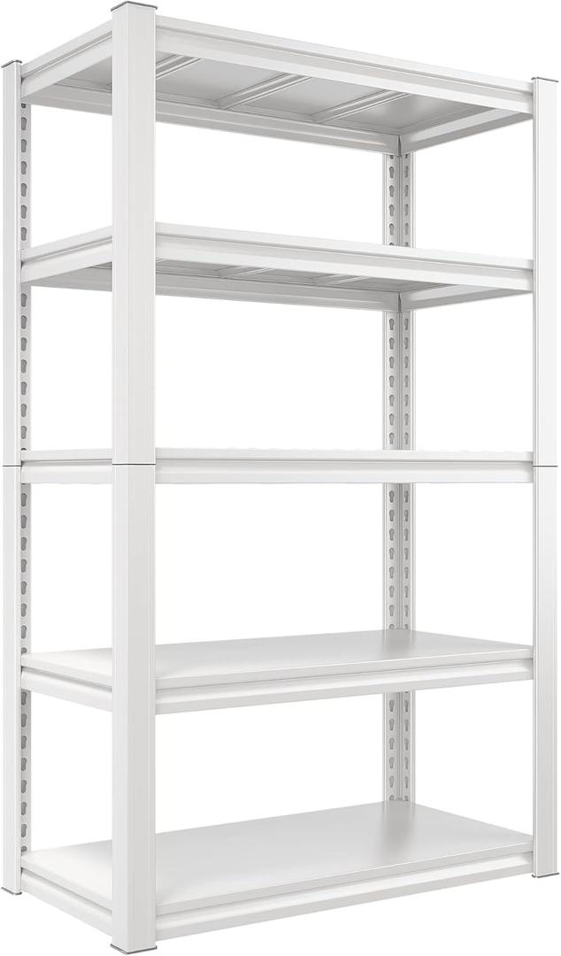 Raybee Garage Shelving White Storage Shelves 2010LBS Heavy Duty Metal Shelving Adjustable Metal Shelves for Storage Kitchen Pantry 63" H x 32.1" W x16.6 D