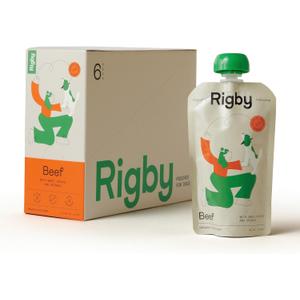 Rigby Organic Beef Dog Squeeze Pouches One Pouch Every Day for Meals, Training, Enrichment & Treating Low-Calorie, Whole Foods for Digestion, Vitality & Muscle Support BBD: 10/27/2027