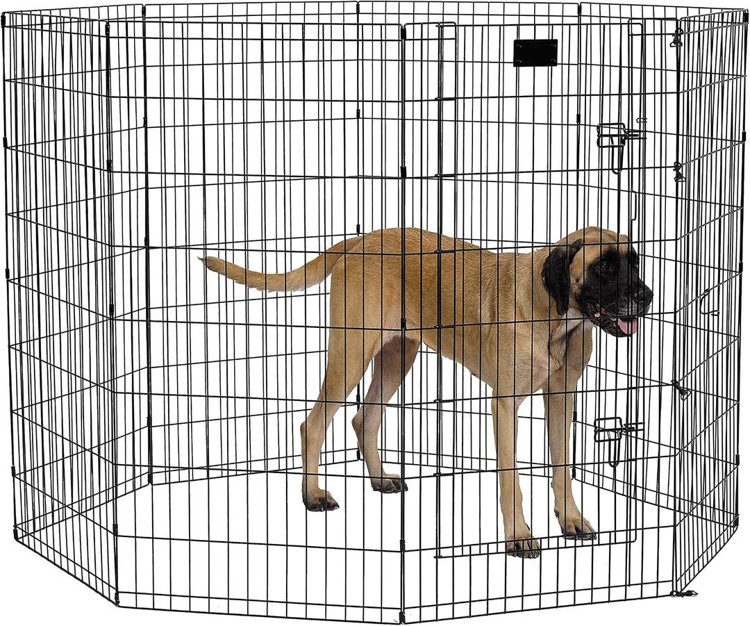 MidWest Homes for Pets 48-Inch Exercise Pen, for Indoor and Outdoor Use, 16 Sq Feet of Play, Single Door Folding Dog Pen, with Large Door Opening & Secure Latch, Easy to Set Up, Foldable Dog Playpen