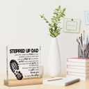 2 x Gifts for Stepped Up Dad from Daughter Son, Christmas Gifts for Bonus Dad Father, Best Fathers Day Birthday Valentines Gift for Stepdad Acrylic Decor 4 x 4 inches