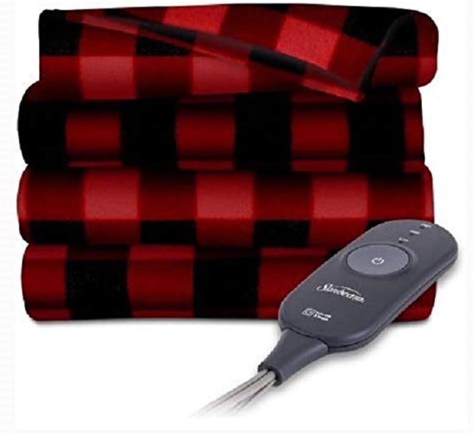 Sunbeam Electric Heated Fleece Throw, 50 x 60, Red/Black Plaid