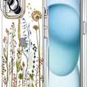 luolnh Compatible with iPhone 15 Case,for Women Girls,Shockproof Clear Floral Pattern Hard Back Cover for iPhone 15 6.1" 2023 -Barley Flower