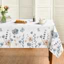 Horaldaily Spring Tablecloth 60×120 Inch Rectangular, Watercolor Flowers Washable Seasonal Table Cover for Party Picnic Dinner Decor