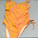 Viottiset Women's Ruched Drawstring One Piece Swimsuit Tummy Control High Cut 2025 Bathing Suit (Large, Grapefruit Orange)