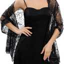 Ladiery Sequin Stars Moons Shawls and Wraps for Evening Dresses,Women sparkly Sheer Mesh Wedding Shawls for Evening Party
