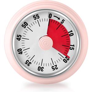 Visual Timer, Teeloray 60-Minute Countdown Timer, Kitchen Timer with Magnetic Base, Mechanical Clockwork, Ringer Alert, Time Management Tool for Children and Adults, Study/Work/Cooking (Pink)