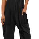 ANRABESS Jumpsuits for Women Casual Summer Overalls Sleeveless Spaghetti Strap Romper Jumpers Trendy Beach Vacation Outfits (Black, S)